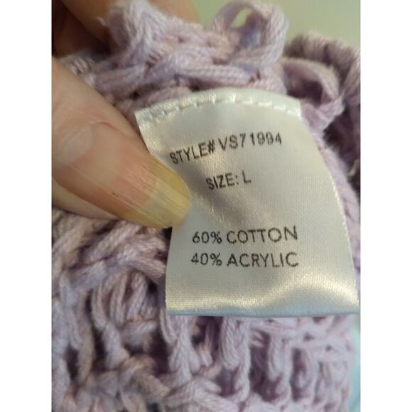 Veveret Top Open Knit Crochet Lavender Sz L Beach Boho Fairy - Picture 9 of 10
